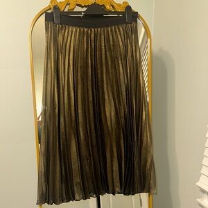 White House Black Market Metallic Black A-Line Skirt